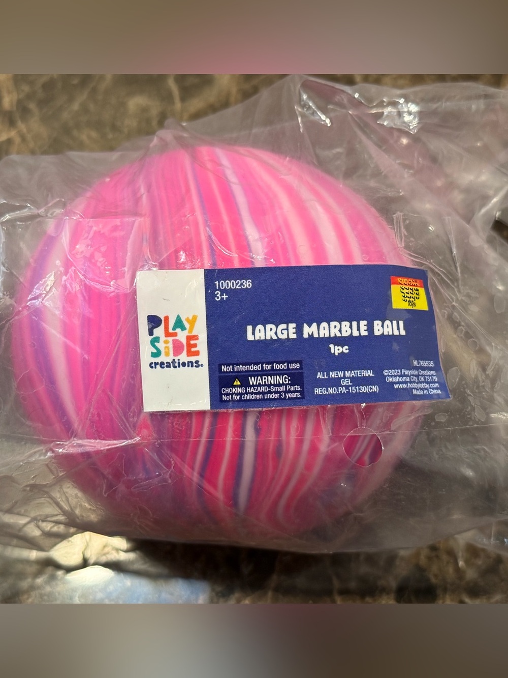 Pink Large Marble Ball Squishy- Kids squish ball.